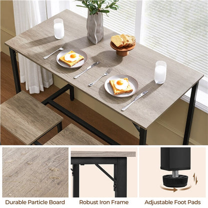 Counter Height Kitchen Table Set with 2 Bar Stools, Modern Design — alternate angle
