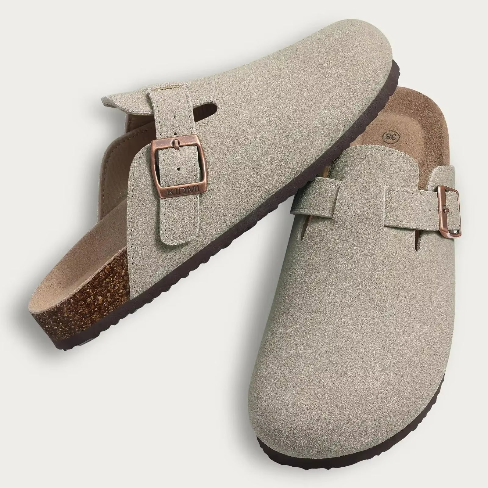 Women's Half Drag Sandals Clogs - Fashionable Cork Suede Mules Slippers with Classic Antislip Design and Arch Support for Outdoor Use