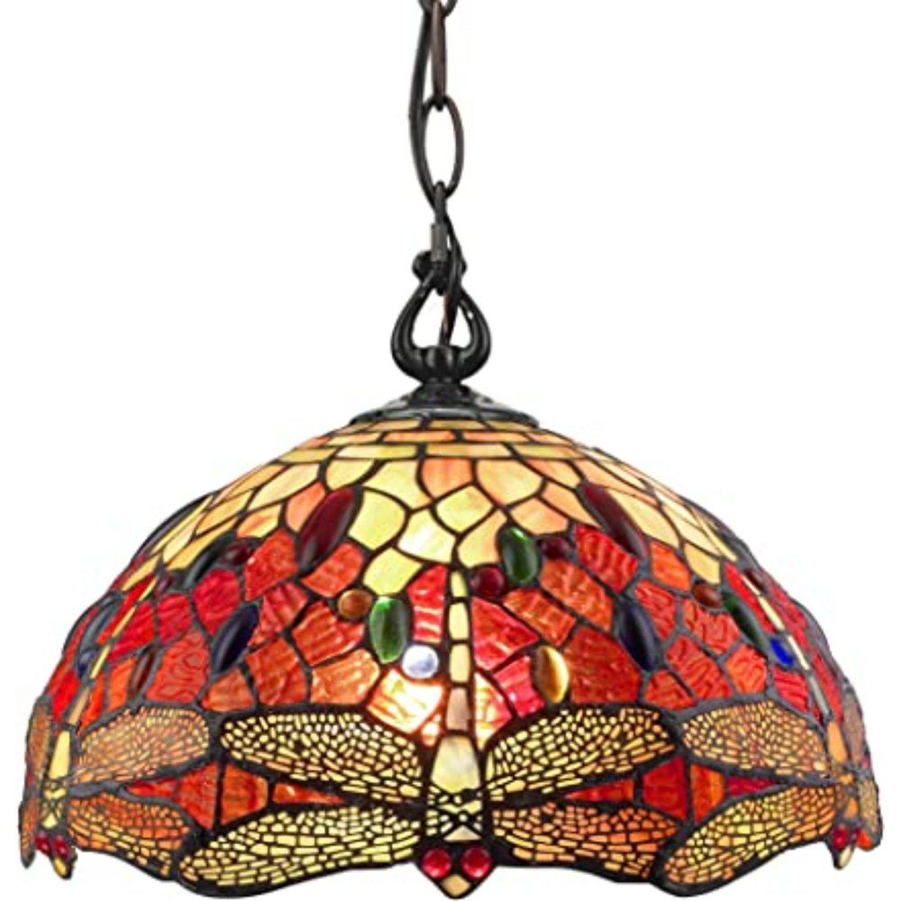 Dimmable Red & White Glass Chandelier with Unique Shades & Dual Lighti — detail view