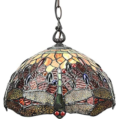 Dimmable Red & White Glass Chandelier with Unique Shades & Dual Lighti — side view