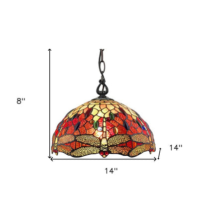 Dimmable Red & White Glass Chandelier with Unique Shades & Dual Lighti — lifestyle view