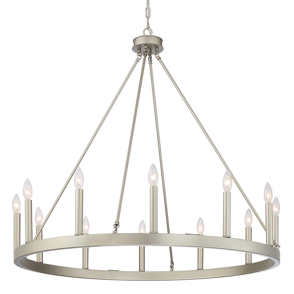 Dimmable Silver Twelve-Light Metal Chandelier with Elegant Candle Desi — side view