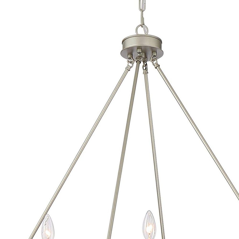 Dimmable Silver Twelve-Light Metal Chandelier with Elegant Candle Desi — alternate angle