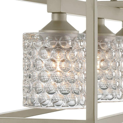 Silver Five-Light Dimmable Chandelier with Clear Shades for Kitchen Is
