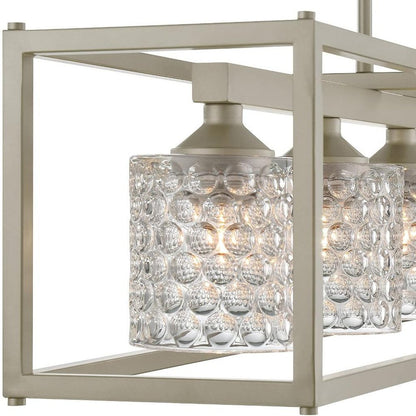 Silver Five-Light Dimmable Chandelier with Clear Shades for Kitchen Is — front view