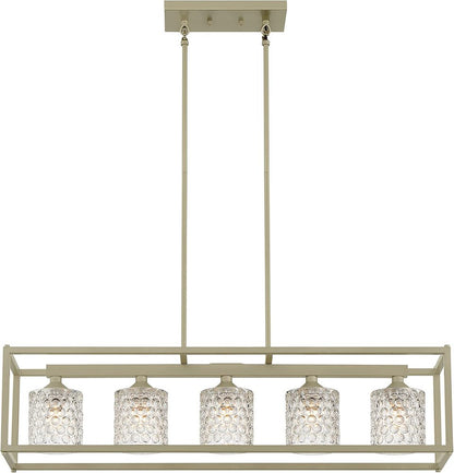 Silver Five-Light Dimmable Chandelier with Clear Shades for Kitchen Is — lifestyle view