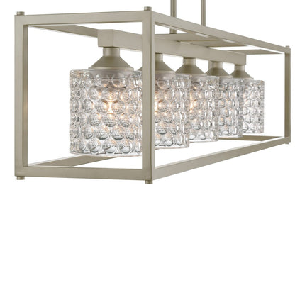 Silver Five-Light Dimmable Chandelier with Clear Shades for Kitchen Is — detail view