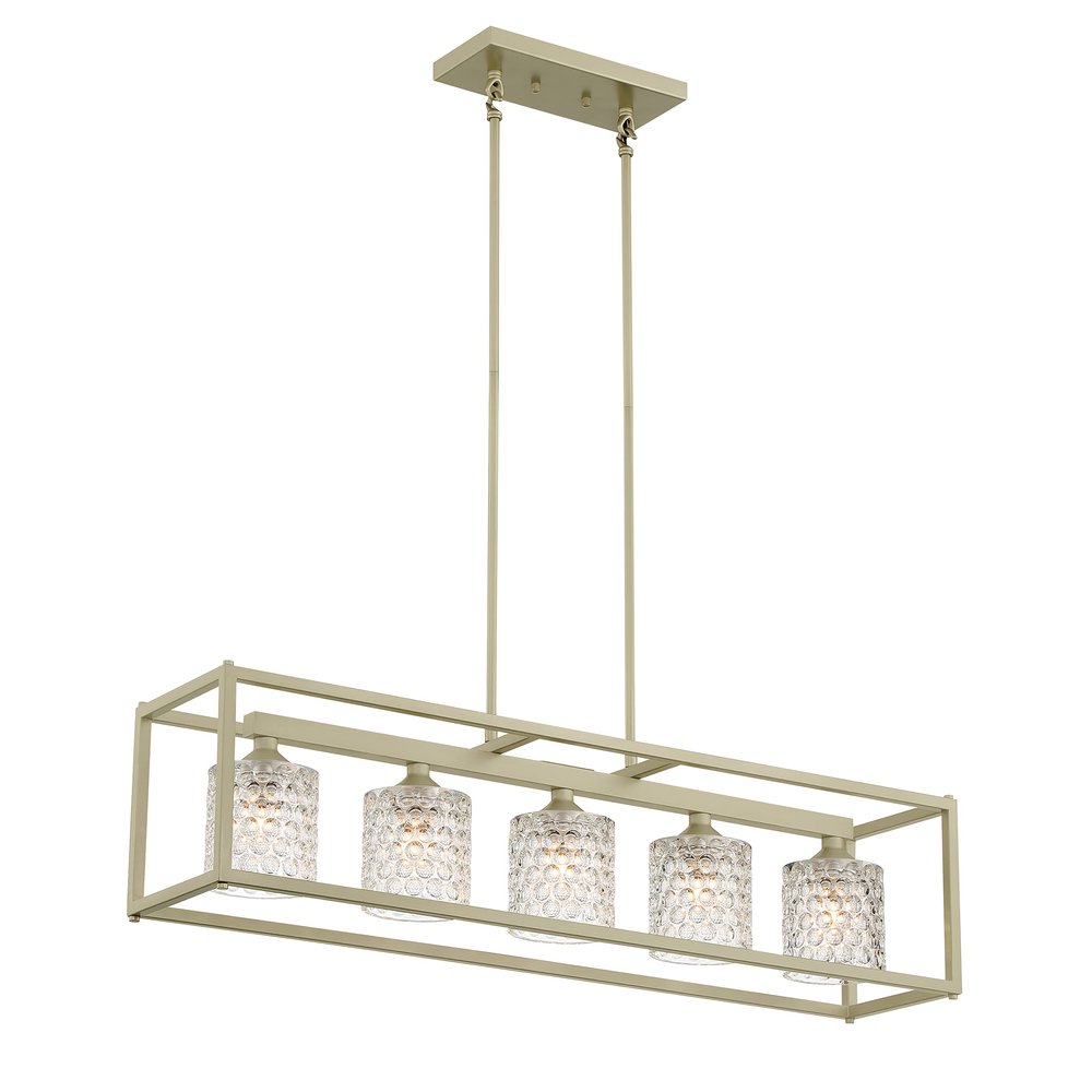 Silver Five-Light Dimmable Chandelier with Clear Shades for Kitchen Is — alternate angle