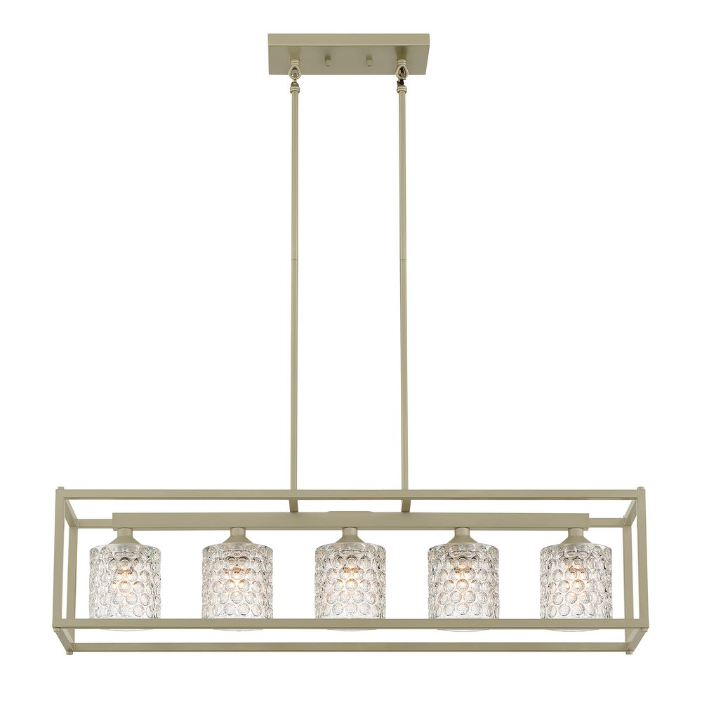Silver Five-Light Dimmable Chandelier with Clear Shades for Kitchen Is — side view