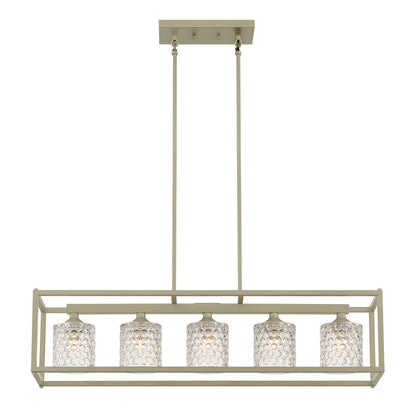 Silver Five-Light Dimmable Chandelier with Clear Shades for Kitchen Is — side view