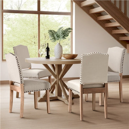 Antique-Style Dining Chairs, Set of 4, with Bronze Studs — alternate angle