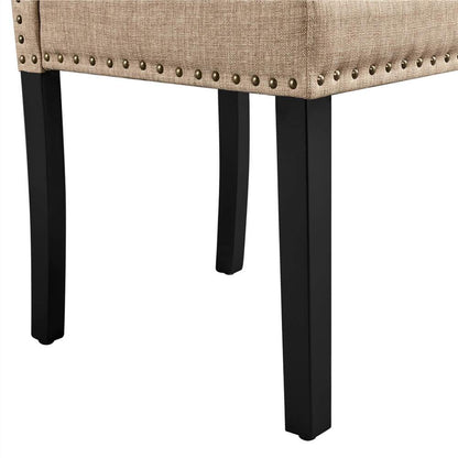 Armless Parsons Dining Chairs, Set of 6, with Nailhead Trim — front view