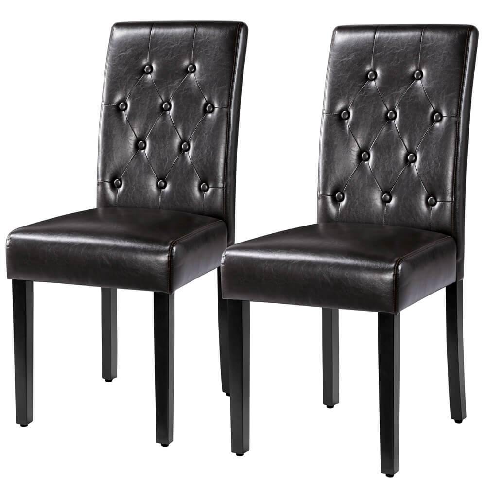 Button-Tufted Upholstered Dining Chairs, Set of 2 — side view