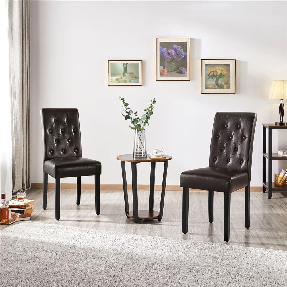 Button-Tufted Upholstered Dining Chairs, Set of 2 — front view