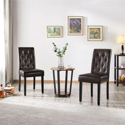 Button-Tufted Upholstered Dining Chairs, Set of 2 — front view