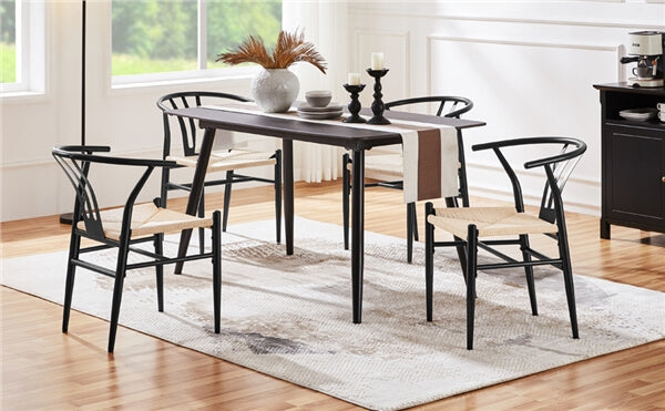 Woven Arm Chair Set with Metal Frame, Indoor/Outdoor — front view
