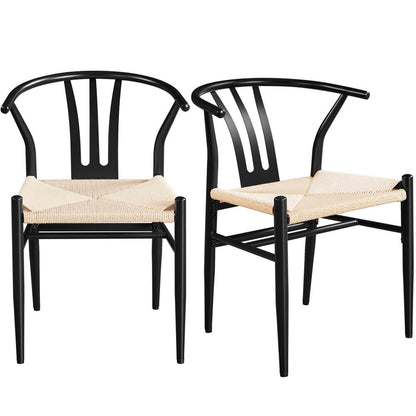 Woven Arm Chair Set with Metal Frame, Indoor/Outdoor — side view