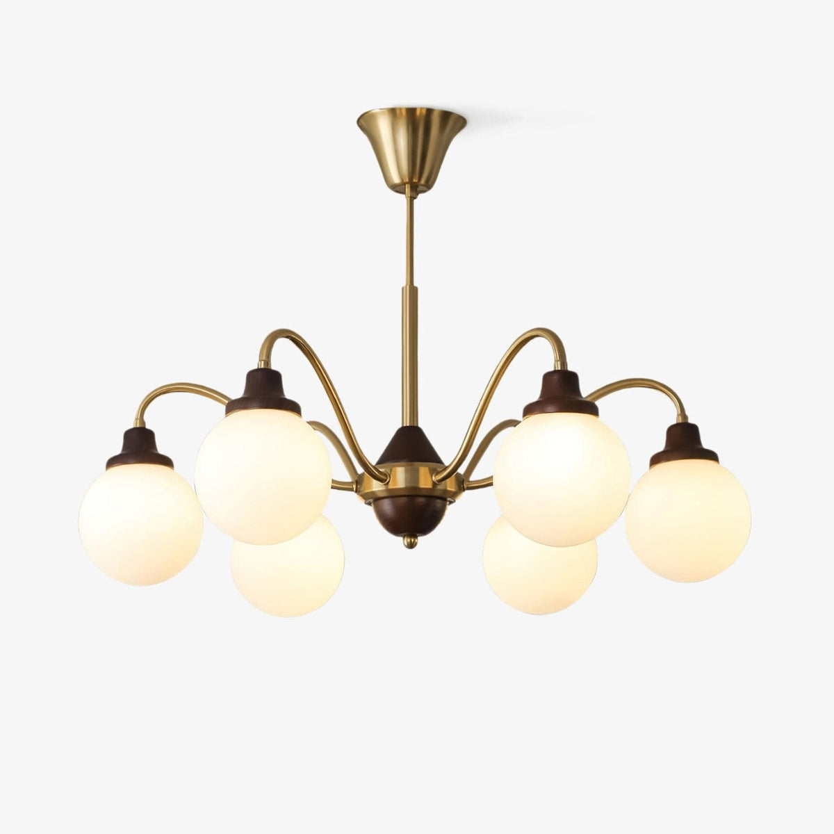 Solid Wood Chandelier, Bean-Shaped Design — alternate angle