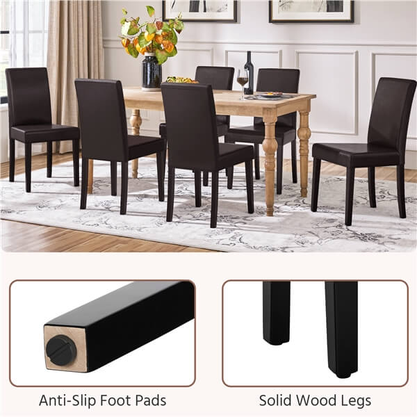 Armless Faux Leather Dining Chairs, Set of 6, Curved High Back — alternate angle