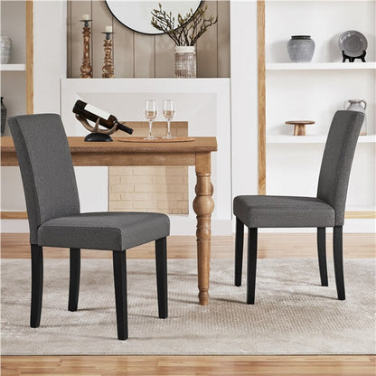 Upholstered Parsons Dining Chairs, Set of 2, Wooden Legs — alternate angle