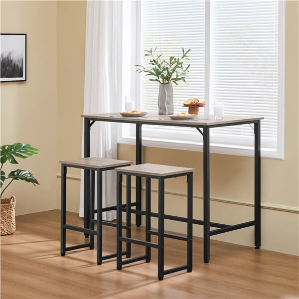 3-Piece Modern Dining Table Set with Metal Frame — alternate angle