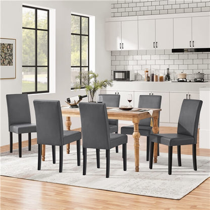 Armless Faux Leather Dining Chairs, Set of 6, High Back — front view