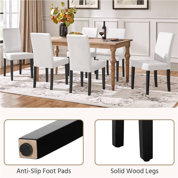 Faux Leather Dining Chairs, Set of 6, with Curved High Back — detail view