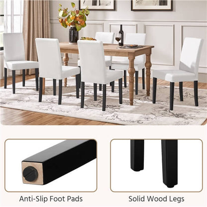 Faux Leather Dining Chairs, Set of 6, with Curved High Back — detail view