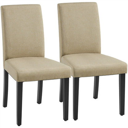 Upholstered Parsons Dining Chairs, Set of 2, Wooden Legs — detail view