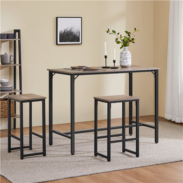 3-Piece Modern Dining Table Set with Metal Frame — detail view