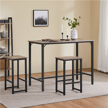 3-Piece Modern Dining Table Set with Metal Frame — detail view