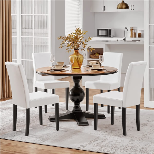 Faux Leather Dining Chairs, Set of 6, with Curved High Back — alternate angle