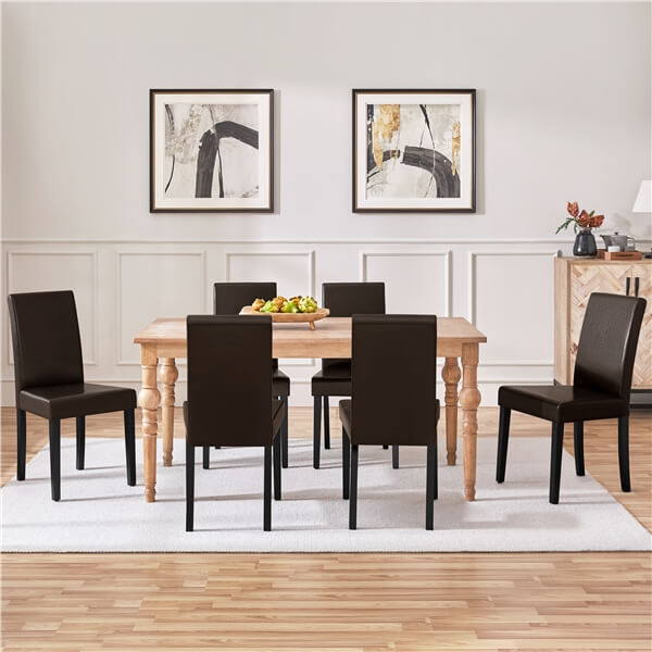 Armless Faux Leather Dining Chairs, Set of 6, Curved High Back — lifestyle view