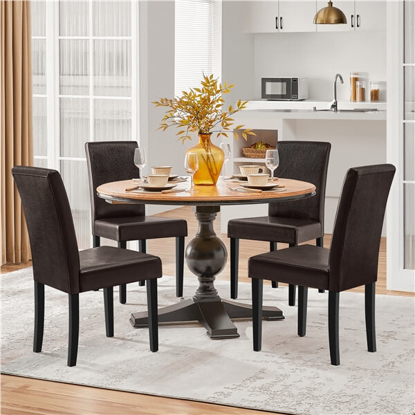 Armless Faux Leather Dining Chairs, Set of 6, Curved High Back — front view