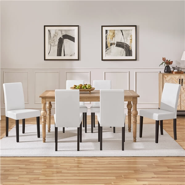 Faux Leather Dining Chairs, Set of 6, with Curved High Back — front view