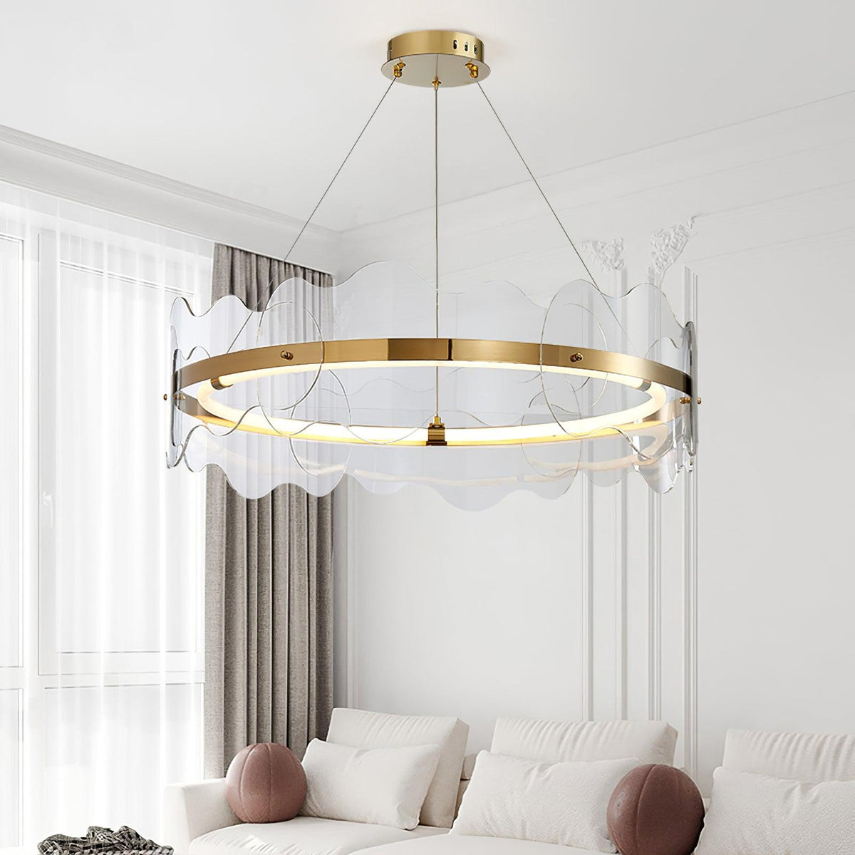 Acrylic Wave Chandelier, Energy-Efficient LED
