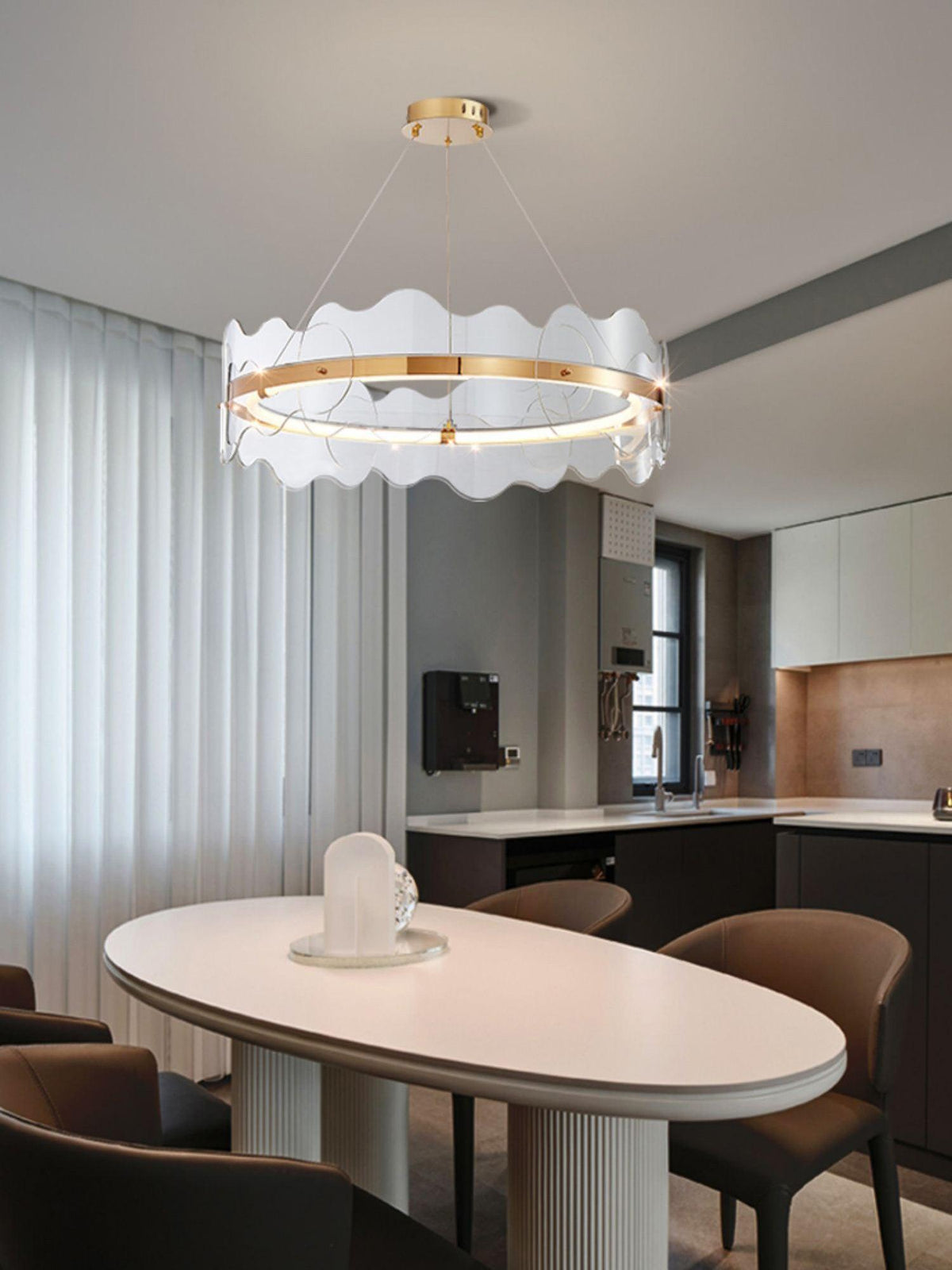 Acrylic Wave Chandelier, Energy-Efficient LED