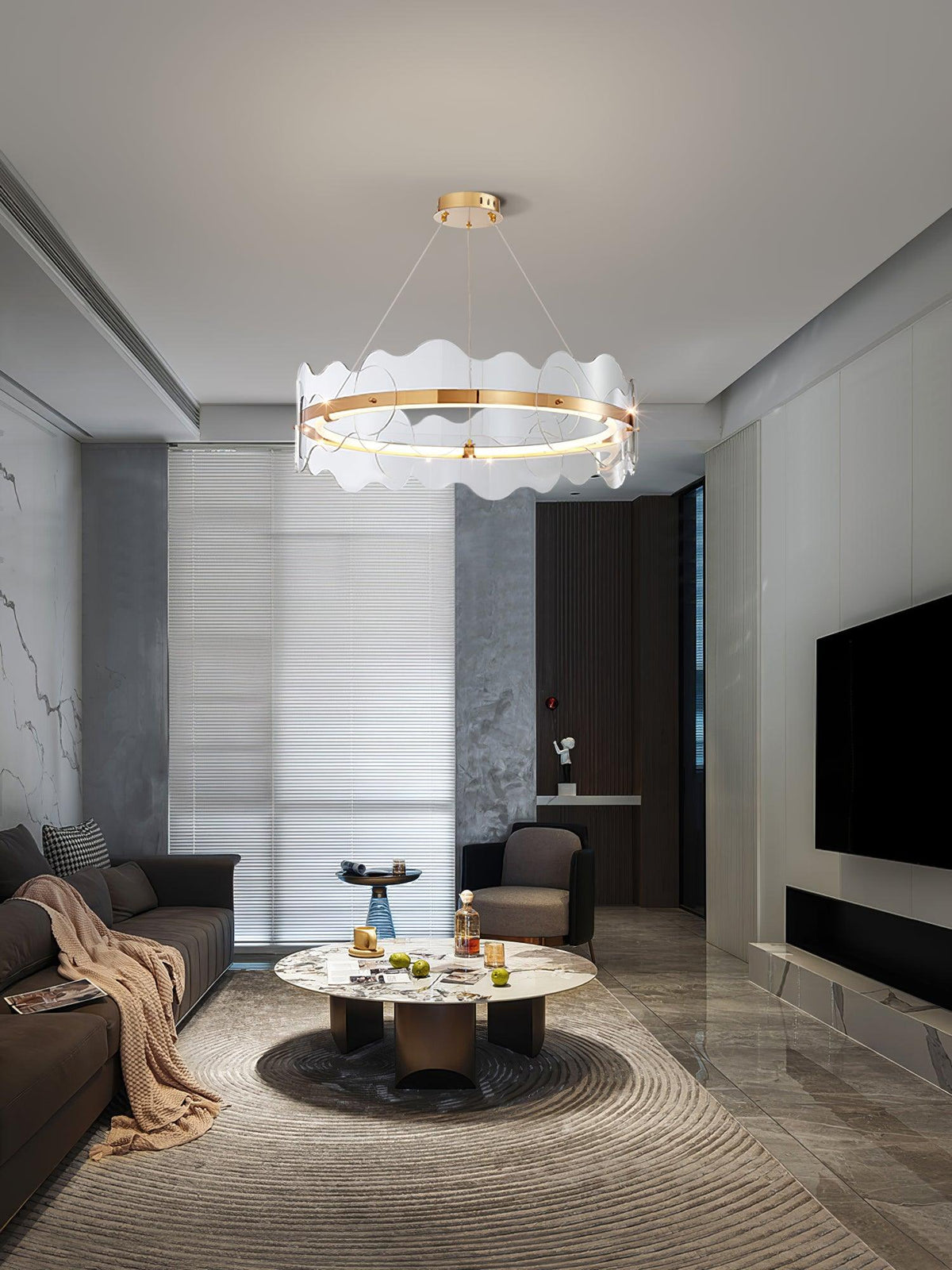 Acrylic Wave Chandelier, Energy-Efficient LED