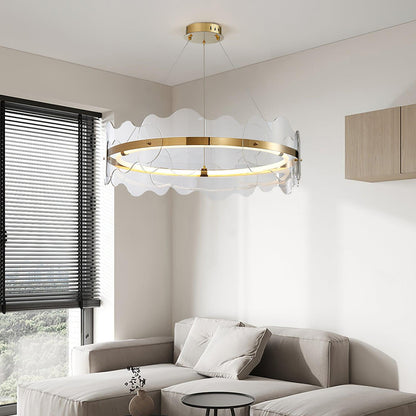Acrylic Wave Chandelier, Energy-Efficient LED