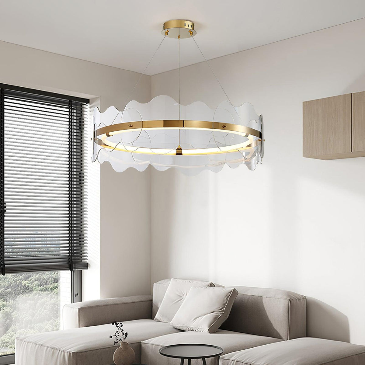 Acrylic Wave Chandelier, Energy-Efficient LED — alternate angle