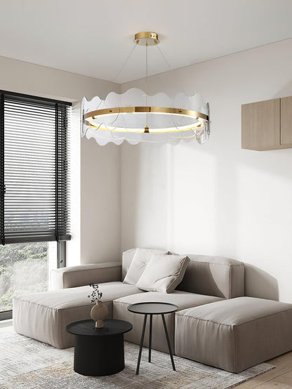 Acrylic Wave Chandelier, Energy-Efficient LED