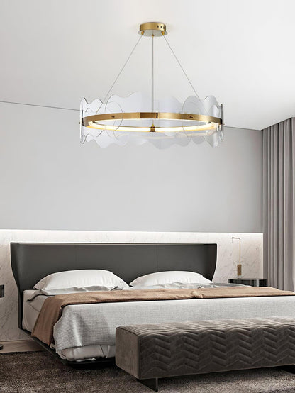 Acrylic Wave Chandelier, Energy-Efficient LED