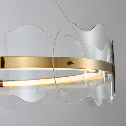 Acrylic Wave Chandelier, Energy-Efficient LED