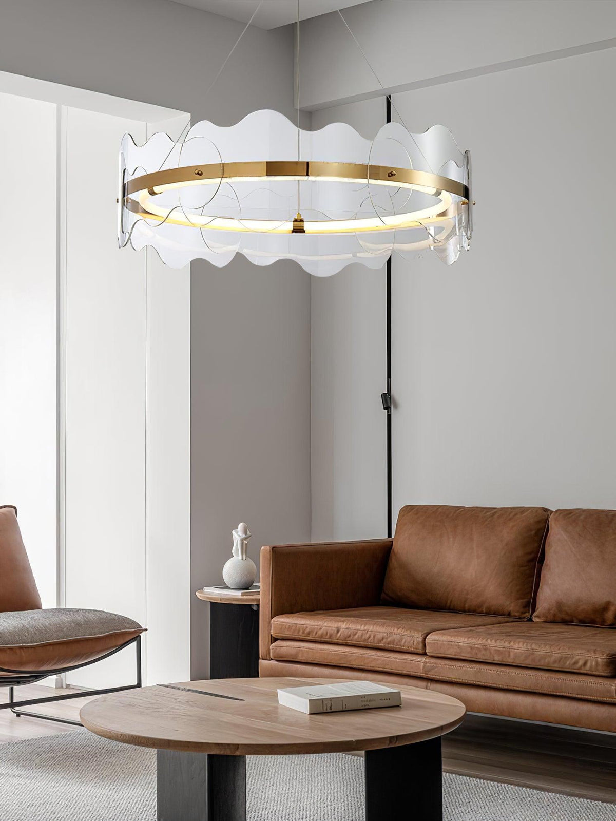 Acrylic Wave Chandelier, Energy-Efficient LED