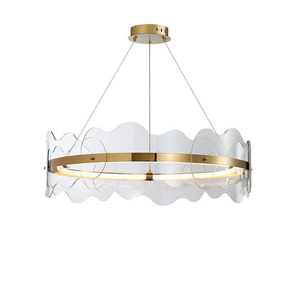Acrylic Wave Chandelier, Energy-Efficient LED — front view