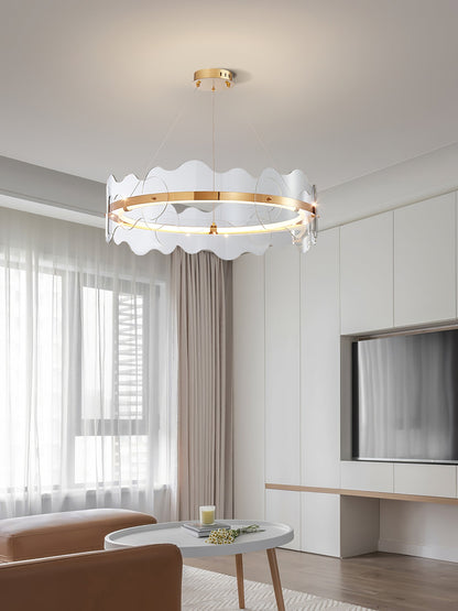 Acrylic Wave Chandelier, Energy-Efficient LED