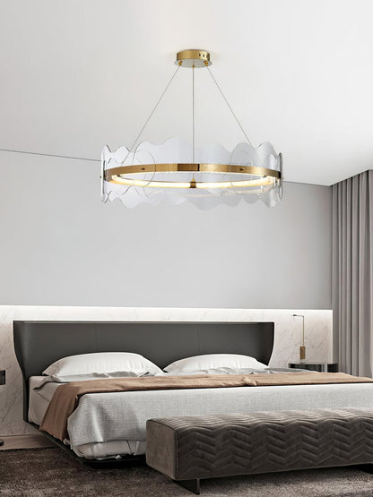 Acrylic Wave Chandelier, Energy-Efficient LED