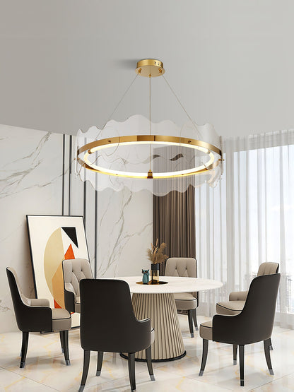 Acrylic Wave Chandelier, Energy-Efficient LED