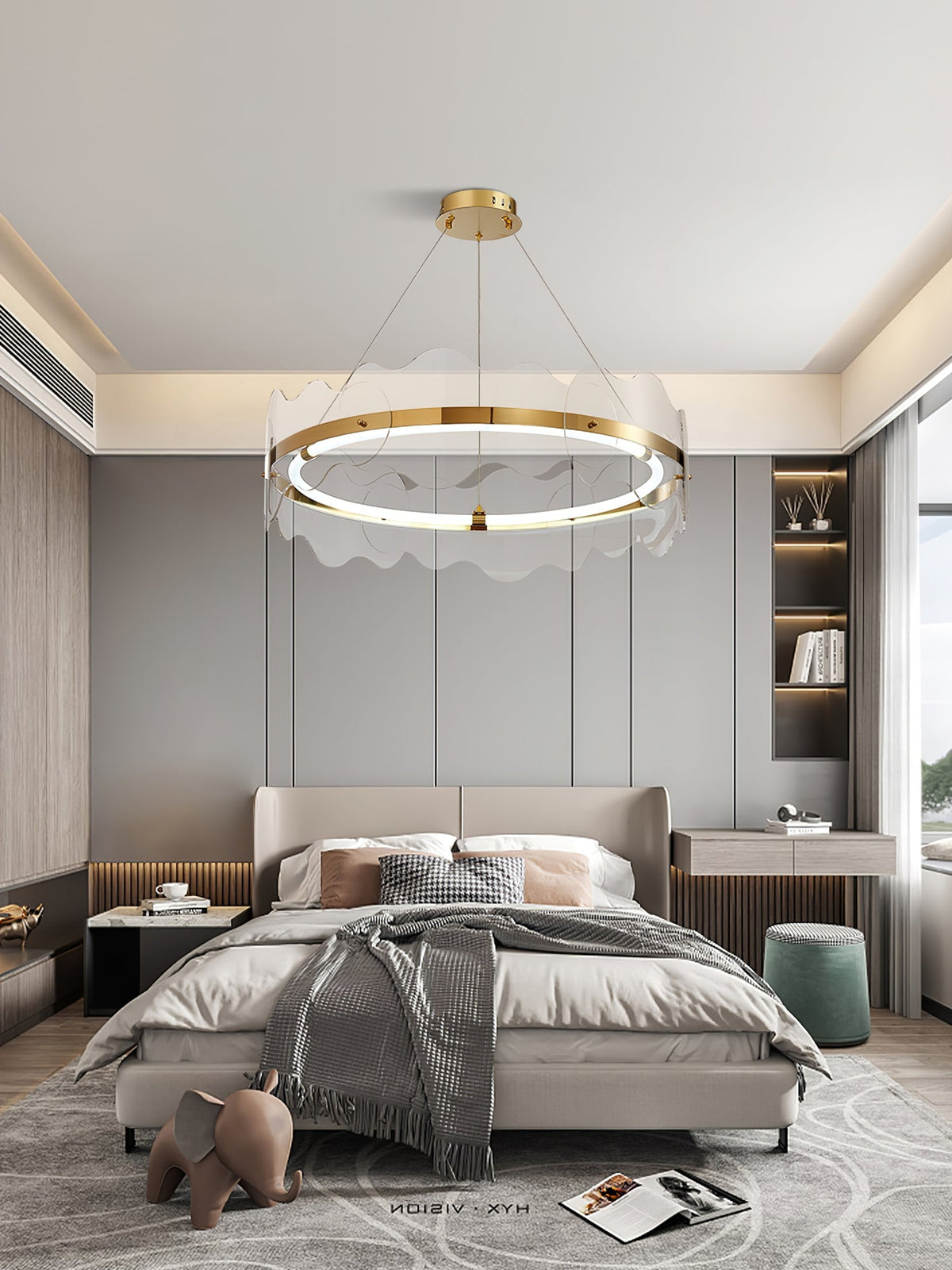 Acrylic Wave Chandelier, Energy-Efficient LED