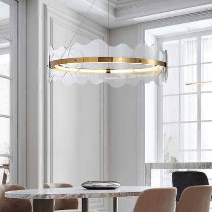 Acrylic Wave Chandelier, Energy-Efficient LED